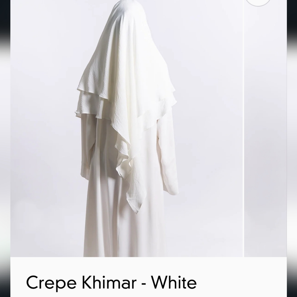 White 2 Layer Crepe Khimar